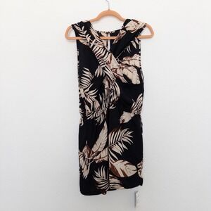 Cupshe Womens Dress Size L Black Tropical Print Romper Vacation‎ Resort Coastal